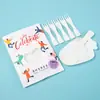 Plato para pastel de cumpleaños, juego de cuchillo y tenedor desechables de pulpa, plato de alta gama con forma de gota, plato nube, vajilla en caja.
