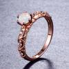 Anillo Aier Mosha diseño creativo europeo y americano oro rosa seis garras 6mm redondo ópalo blanco anillo exquisito