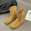 Botas Millefleur Versátiles de Moda para Mujer Primavera Verano Huecas Transpirables Suela Plana Botas Martin Diseño de Agujeros Sandalias Botines de Moda