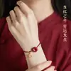 Pulsera con Colgante de Paz de Cinabrio, Pulsera de Hilo Rojo Hecha a Mano para el Año de Nacimiento, Regalo para Pareja