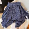 Falda de Cuadros con Cordones 2026, Nueva Moda de Verano para Niños Mayores, Versátil, Moderna, Dulce y Asimétrica