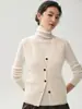 Novo estilo de colete de tricô grosso de cashmere para mulheres, corte solto, emagrecedor, de abotoamento simples, versátil para o trabalho, colete de tricô sem mangas