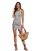 Vestido Redondo Sem Mangas Estilo Doce e Picante Europeu e Americano da Amazon Cintura Média Cadarço Cor Sólida Saia Curta Evasê Sexy