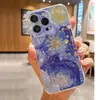 Funda Transparente Anticaídas Cielo Estrellado Morado Adecuada para Serie iPhone 15/16/17 Promax/14 Protección de Funda de Teléfono