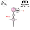 Piercing para labio de aleación de titanio F136 con rosca interna, aro para labio con incrustaciones de circonita, colgante de estrella cruzada, joyería para piercing de cartílago