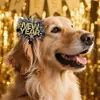 Nova Presilha de Cabelo de Gato para Ano Novo Pena Malha Adereço de Cabeça para Pet Evento de Véspera de Ano Novo Fantasia Cão Preto Dourado Coroa Presilha de Cabelo