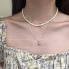 Collar ins simple luz fría lujo nicho diseño nuevo collar de Perlas Amor apilado de tres capas para mujer Venta al por mayor