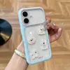 Funda de teléfono de muñeco de cachorro 3D adecuada para Apple 17 Pro Max, caricatura de lunares, 16/15, colores contrastantes, ventana grande, 14