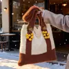 Bolso de Punto de Color Contrastante para Mujer 2025 Nuevo Estilo Casual Perezoso Bolso de Hombro Gran Capacidad Bolso Tote para Clase y Viajes