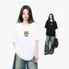 2025 Nuevo Estilo Estampado Afro Algodón Puro Manga Corta Verano para Mujer Tendencia Americana Holgado Aspecto Adelgazante Versátil Tops Camiseta para Mujer