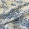 Tecido Estampado Amassado de Chiffon Azul e Branco Porcelana Tecido Estampado Retro Francês Chiffon Feminino Tecido para Processamento de Impressão Digital
