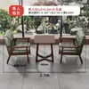 Juego de Mesa y Sillas Retro de Cuero con Cera para Cafetería Mesa y Sillas de Barra de Madera Maciza Cabina para Tienda de Té con Leche Sofá