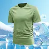 Camiseta de Secado Rápido para Exteriores para Hombres y Mujeres, Manga Corta, Cuello Redondo, Delgada de Verano, Protección Solar, Transpirable, Para Entrenamiento, Senderismo, Top Deportivo Casual