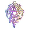 Pingente de flor de pentagrama de aço inoxidável 18K dourado colorido, pingente de colar, brincos, acessórios faça você mesmo