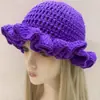 Gorro de Lana Tejido a Mano para Invierno y Otoño, Gorro Grueso a Prueba de Viento con Diseño de Olas, Gorro de Punto Simple Versátil de Color Sólido