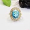 Ai Yu Popular Anillo Azul de Vidrio Europeo y Americano Anillo de Piedra Imitación Topacio Fábrica Mayorista S4121808
