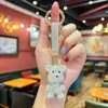 Llavero de oso de arcilla 3D lindo de dibujos animados con diamantes de imitación, accesorio de moda coreana para bolso de trabajo para niñas