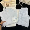 Pijama de niña con gatitos de lunares azules, conjunto de primavera y otoño de manga larga y pantalón largo, ropa de casa para dormitorio estudiantil