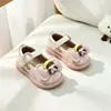 Tamanho 16-20 Sapatos de Bebê para Meninas Outono Sapatos Cartoon com Bico Quadrado para Meninas Aprendendo a Andar Sapatos Pequenos de Couro Macio Princesa