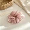 Scrunchie Floral Super Transparente para Mulheres, Elástico de Cabelo de Renda Fofo e Único Estilo Coreano para Rabo de Cavalo