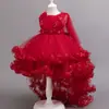 Vestido de Princesa Infantil Vestido de Renda Infantil com Flores Roupinhas Infantis Pequenas Vestido Longo de Aniversário Ano Novo Vestido Comércio Exterior Atacado