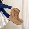 Botas Elevadoras Maillard 2026 Otoño/Invierno Botines Nuevos Botas Arrugadas Apiladas Botines Cortos de Moda Occidental de Gamuza