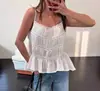 Chic Coreano 2026 Verano Nueva Llegada Estilo Coreano Dulce Encaje Plisado Patchwork Encaje Camisola Top