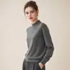 Suéter de punto de lana de alta gama sin costuras de cuello alto para mujer, holgado, simple, cómodo y cálido, perfecto como jersey o capa base