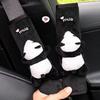 Almohadilla para cinturón de seguridad de coche panda linda almohadilla para el hombro felpa juego de manijas para volante de coche muñeca decorativa caricatura