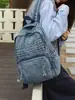 Mochila de lona de mezclilla lavada estilo japonés, bolsa para estudiante universitario, unisex, casual, a la moda, mochila de viaje simple