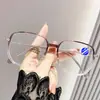 Óculos de Leitura Anti Luz Azul para Mulheres, Armação Grande Fashion com Bordas Brilhantes, Estilo Live-Stream do Tiktok, Ultraleve, Aparência Natural, Óculos para Presbiopia Anti Luz Azul