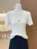 Disponible en Cuatro Colores~ Camiseta de Punto de Manga Corta Elegante Ajustada Minimalista de Alta Gama con Bloques de Color acanalados