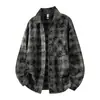 Camisa para Hombre 2026 Otoño Nueva Camisa de Manga Larga a Cuadros Tie-Dye Holgada Talla Grande para Hombre Top para Hombre