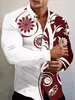 Camisa de hombre de otoño nueva con estampado digital 3D transfronteriza europea y americana, camisa de manga larga con solapa, estampado genial