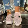 Zapatos planos casuales de strass talla grande 2025 nuevos para mujer de otoño mocasines slip-on de suela gruesa con suelas suaves para ir al trabajo