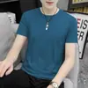 Top Masculino de Seda Gelada Transfronteiriço de Manga Curta com Malha Absorvente de Suor Secagem Rápida Verão 2026 Fino Respirável Fresco Camiseta de Meia Manga