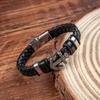 Fornecimento Transfronteiriço Europeu e Americano Pulseira Masculina de Liga Âncora Multicamadas Trançada em Couro PU Joias Atacado Pulseira com Fecho Magnético
