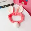 Ouyang Nana's Face Wash Hair Band Grey Rabbit Hair Ball Tridimensional Orelha de Coelho Hair Band Plush Face Wash Hair Band para Mulheres