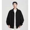 Camiseta básica com zíper estilo cityboy japonês, mangas raglan, corte solto, cor sólida, design simples, versátil para primavera e outono, peça externa casual