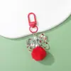 Llavero de pompón de lazo de resina estilo Ins, colgante de joyería de cuentas DIY, decoración de bolsa de lazo de lunares de colores