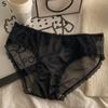 Estilo Tribunal Francês Sexy Renda Seda de Gelo Roupa Íntima Feminina Malha Cintura Média Laço Forro de Algodão Calcinha Feminina