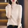 Manga Tres Cuartos 2025 Base Corto Otoño e Invierno Árbol Patrón Hoyo Manga Media Elegante Nuevo Mujer Ajustado Tejido Superior Transfronterizo