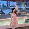 Traje de baño de dos piezas nuevo para mujer 2026, conservador y que cubre el abdomen, estilo fresco y fresco, al por mayor para vacaciones en aguas termales