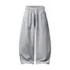 Calça Wide Leg Listrada Vertical Estilo Retrô Americano para Homens, Calça Longa Casual Relaxada, Estilo de Rua Moderno, Cintura Elástica, Calça Longa Fluida