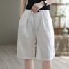 Pantalones cortos de algodón y lino para mujer, nuevos pantalones de verano para mujer, pantalones holgados de cintura alta, pantalones adelgazantes para mujer, pantalones casuales sueltos