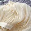 Saia Original de Chiffon Translúcido Perolado, Estilo Fino de Comprimento Médio para Mulheres Primavera/Verão com Caimento Fluido e Elegante