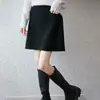 Nuevo Falda Midi de Punto Grueso de Lana Pura de Siete Agujas Otoño/Invierno 2026 para Mujer Falda Corta de Color Sólido con Dobladillo Enrollado Elástica en Cuatro Direcciones