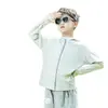 Roupa de Proteção Solar de Nylon para Bebês e Crianças, Fio Original com Sensação de Resfriamento, Jaqueta de Verão Leve de Seda de Gelo com Capuz para Meninos e Meninas