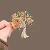 Broche de Árbol de Dinero de Lujo Ligero de Moda Nueva con Diseño Único, Pin de Rama de Hoja Colorida, Broche Versátil y Exquisito para el Uso Diario