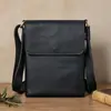 Bolsa para iPad de couro genuíno, estilo retrô de alta qualidade, grande capacidade, ultrafina, simples e leve, bolsa de ombro masculina